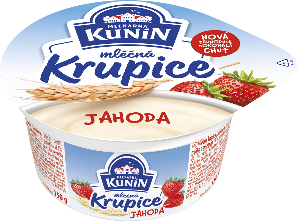 MLÉKÁRNA KUNÍN Krupica jahoda chlad. 12 x 150 g