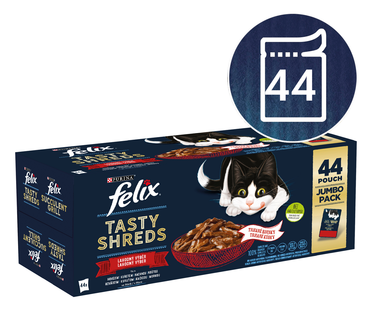 felix Tasty Shreds mix krmivo pre mačky 44 x 80 g