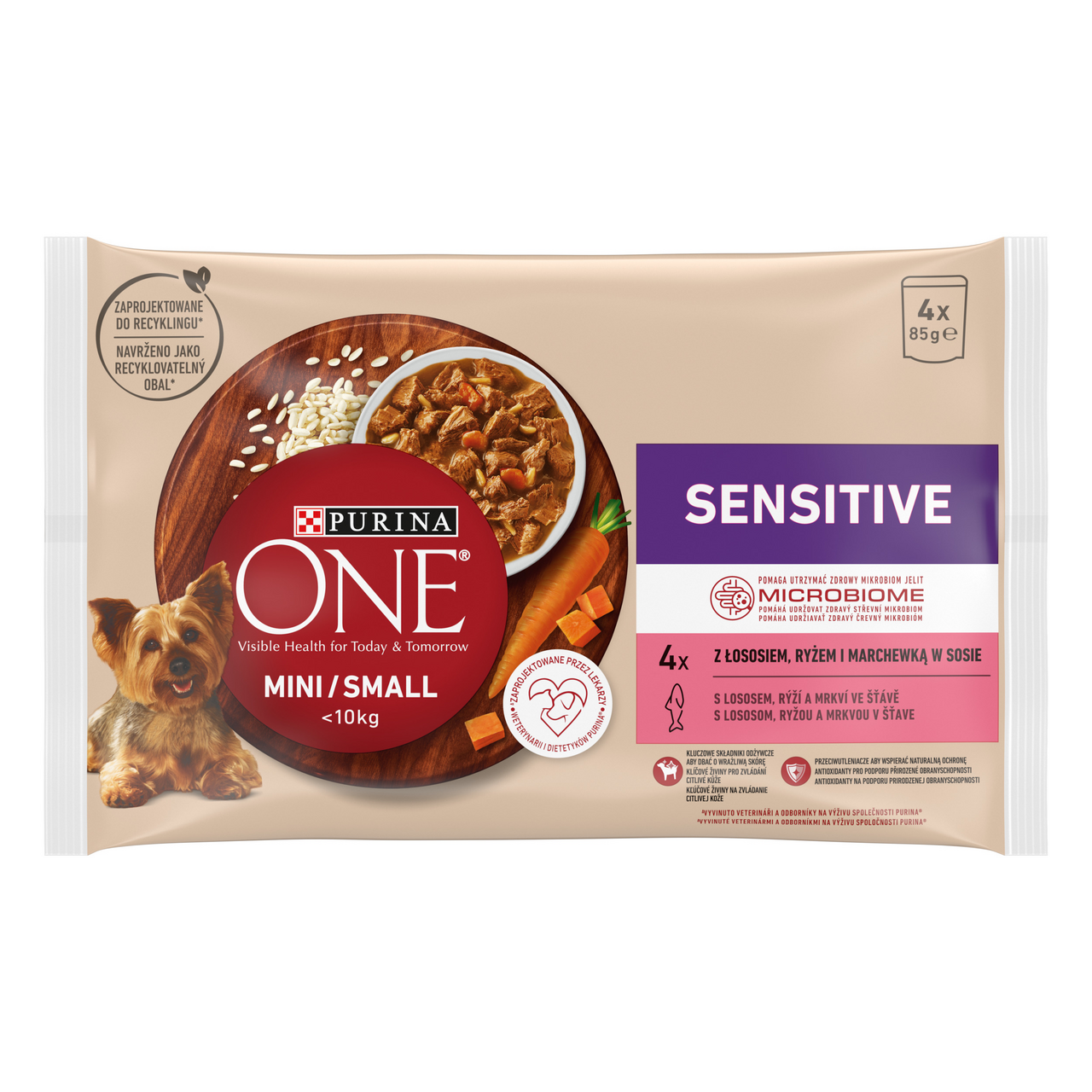 PURINA ONE Mini Sensitive s lososom v šťave kapsičky 4 x 85 g
