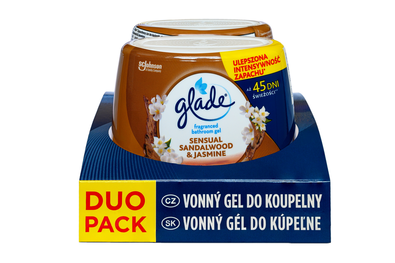 glade Sensual Sandalwood & Jasmine vonný gél do kúpeľne 2 x 180 g (360 g)