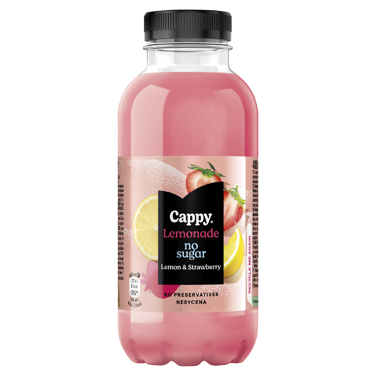 Cappy Lemonade Zero jahoda a citrón 12 x 400 ml vratná PET fľaša