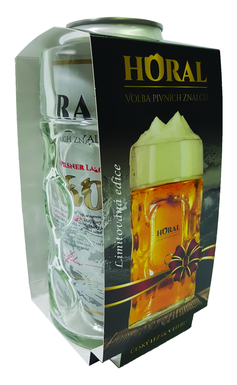 HORAL 4,8 % pivo 1 l vratná plechovka + pohár 1 ks