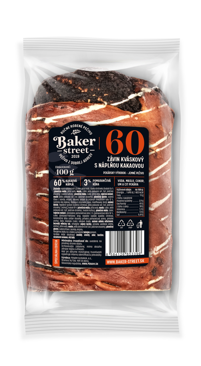 BAKER STREET Závin kváskový kakaový balený 400 g