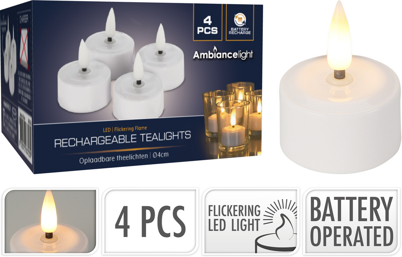 Koopman Sviečka LED teplá biela set 4 ks