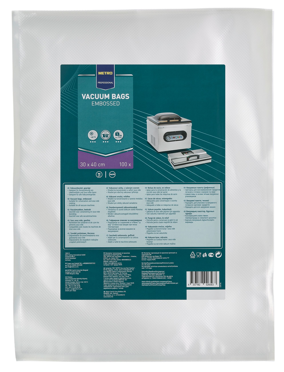 METRO PROFESSIONAL Vrecká vákuové vrúbkované 30 x 40 cm 100 ks