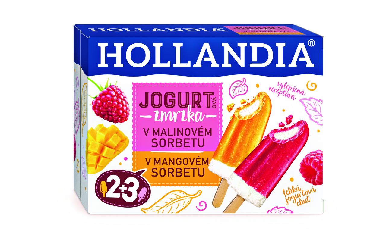 Hollandia Zmrzka mango (2x) a malina (3x) nanuk mraz. 5 x 45 ml