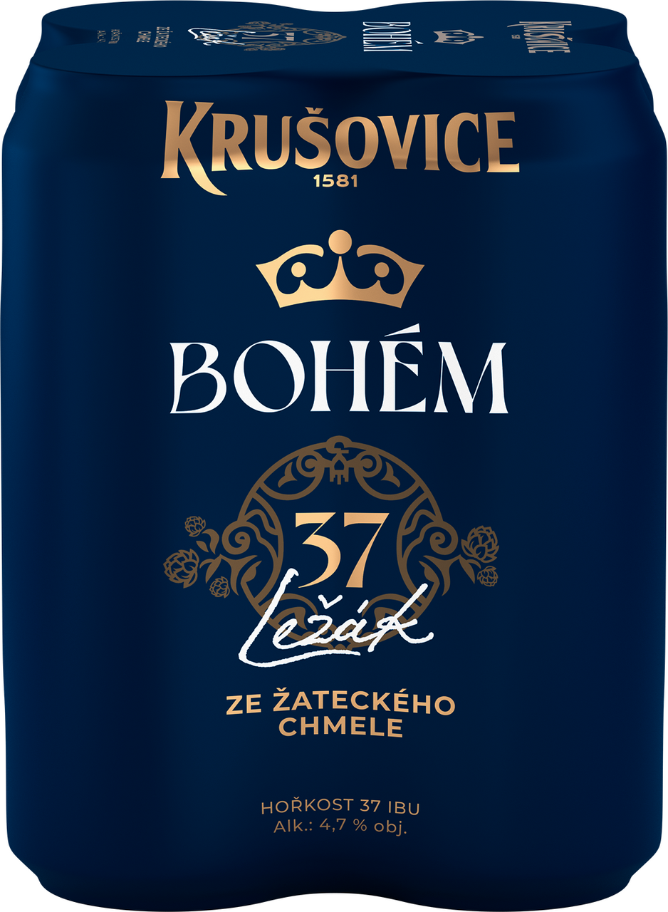 KRUŠOVICE Bohém pivo 4 x 500 ml vratná plechovka