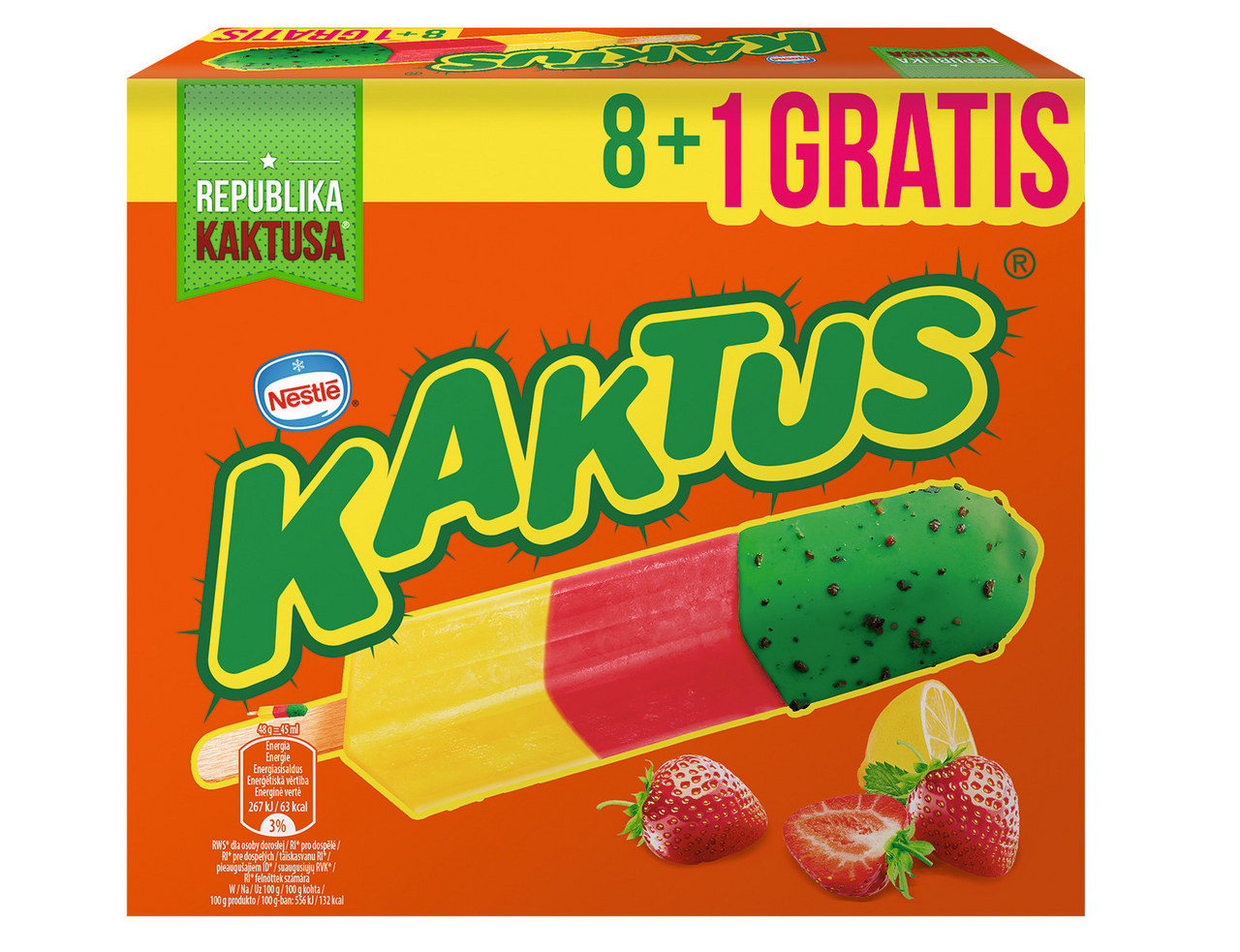 Nestlé Kaktus Strawberry nanuk mraz. 9 x 45 ml