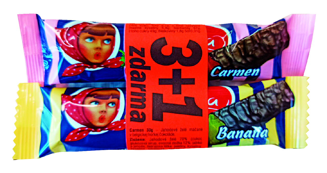 DEVA Tyčinka 3 + 1 navyše (carmen a banana) 4 x 30 g