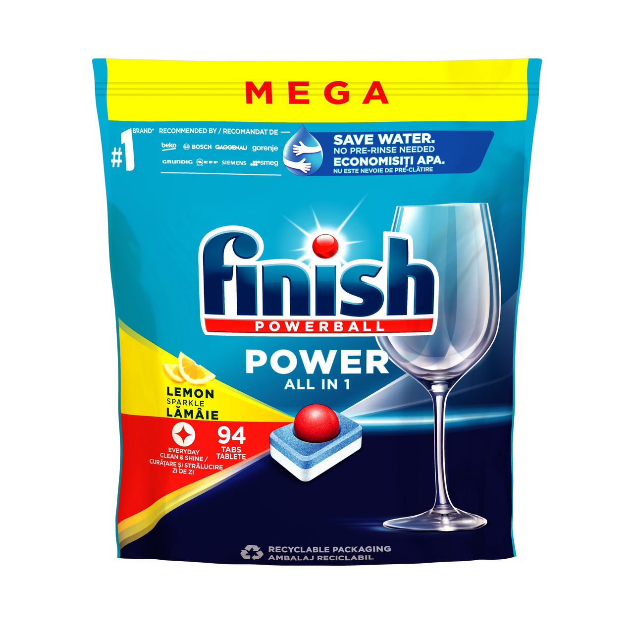 finish Power All in 1 Lemon tablety do umývačky riadu 94 ks