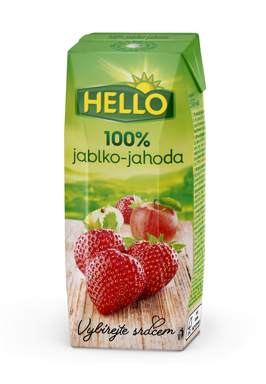 HELLO Džús 100 % jablko - jahoda 18 x 250 ml