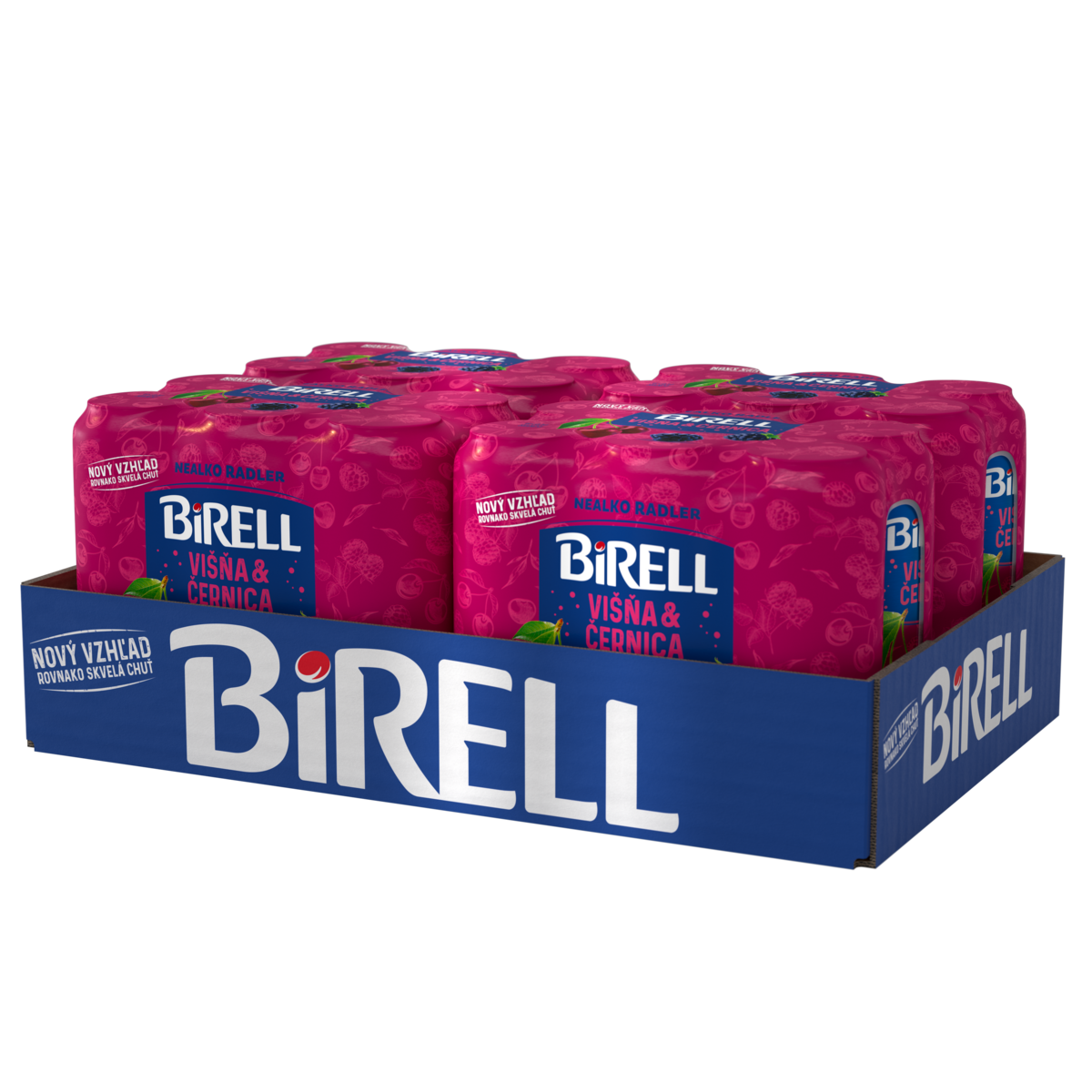 BIRELL Radler nealkoholický višňa & černica 24 x 500 ml vratná plechovka