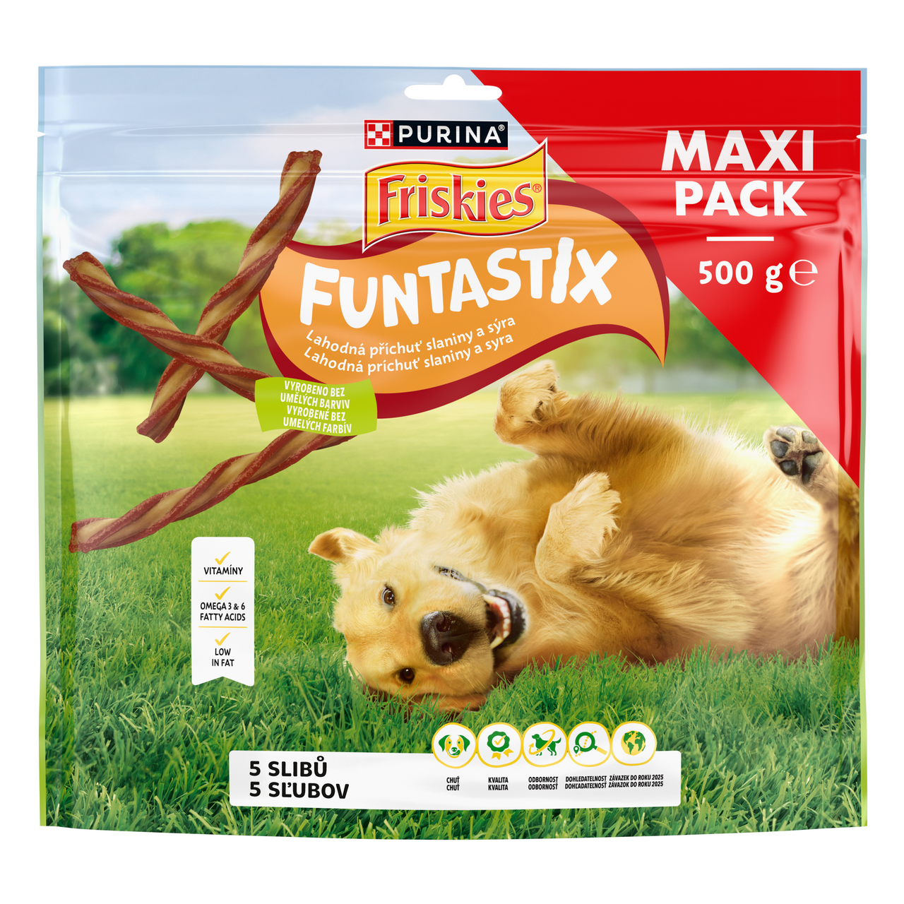 Friskies Funtastix pochúťka pre psov slanina a syr 500 g
