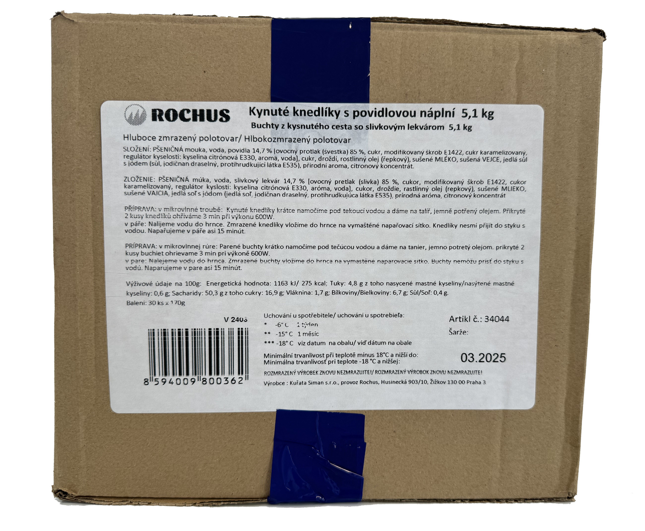 Alpská knedľa so slivkovým lekvárom mraz. 5,1 kg