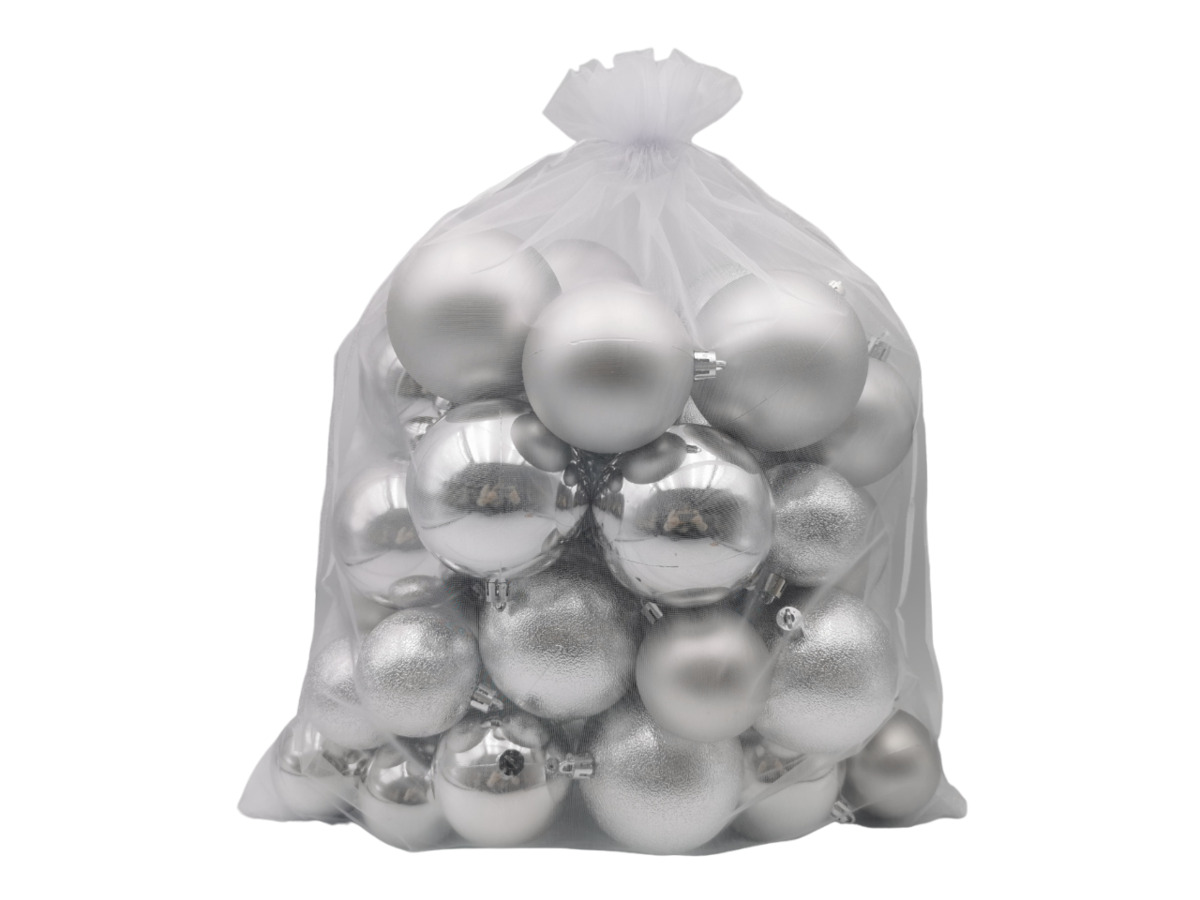 Tarrington House Vianočné gule 60/70/80 mm strieborné 1 ks