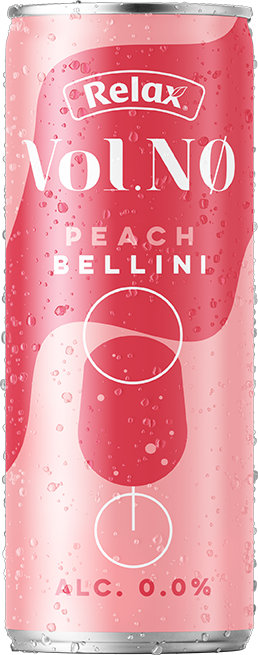 Relax Vol. NO nápoj peach bellini 12 x 330 ml vratná plechovka