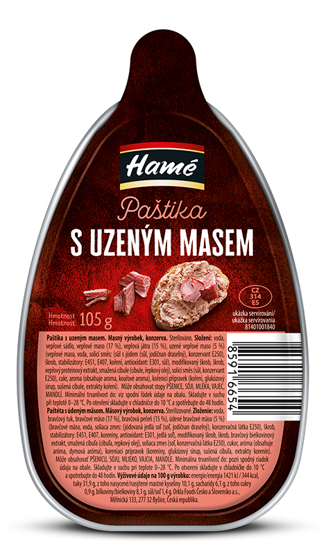 Hamé Paštéta s údeným mäsom 105 g