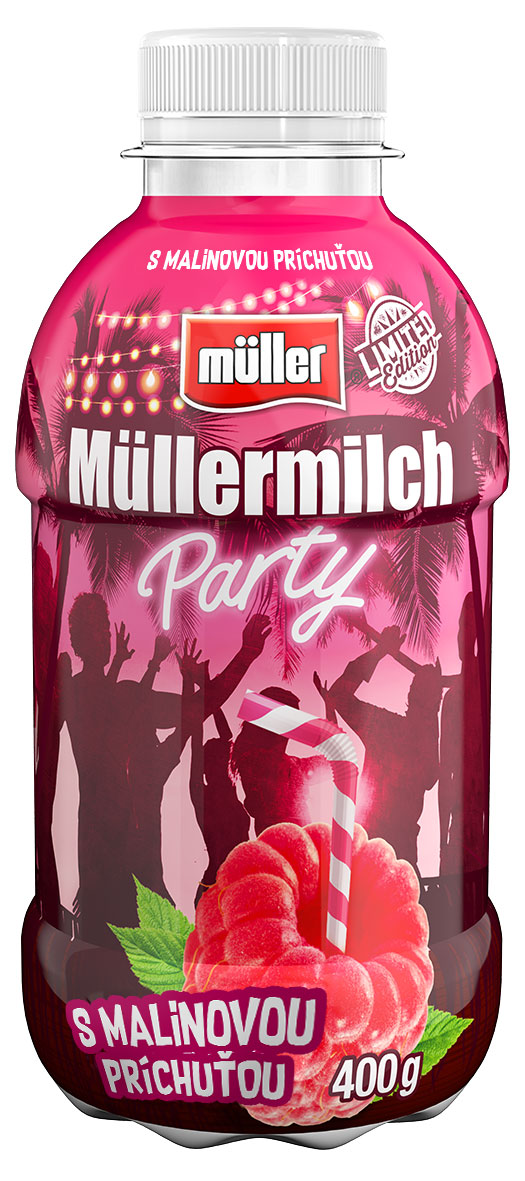 müller Müllermilch Party mliečny nápoj malina chlad. 400 g