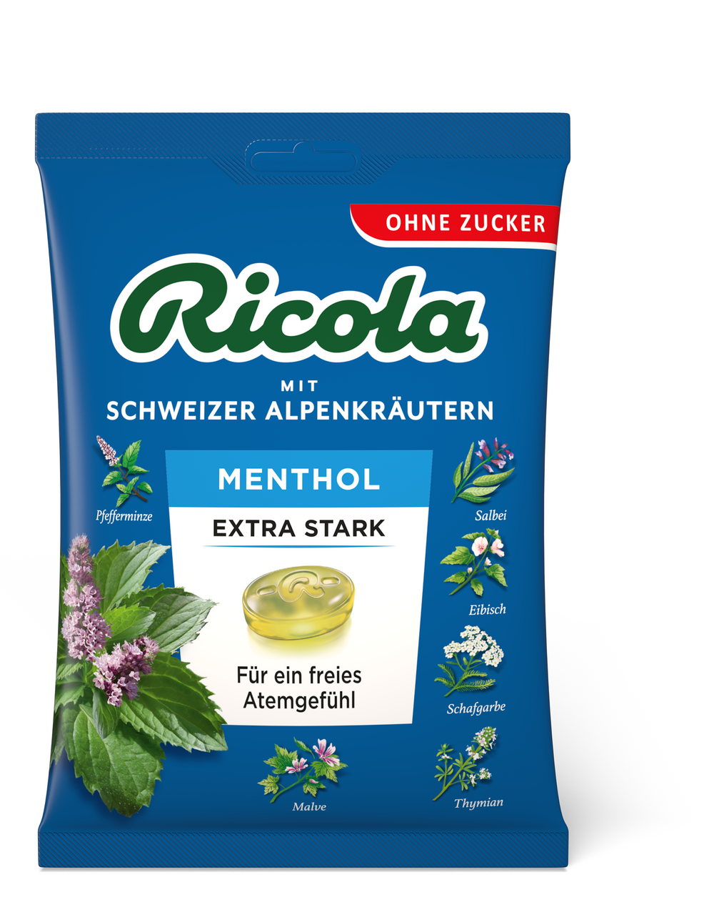 RICOLA Menthol Extra Stark cukríky 75 g