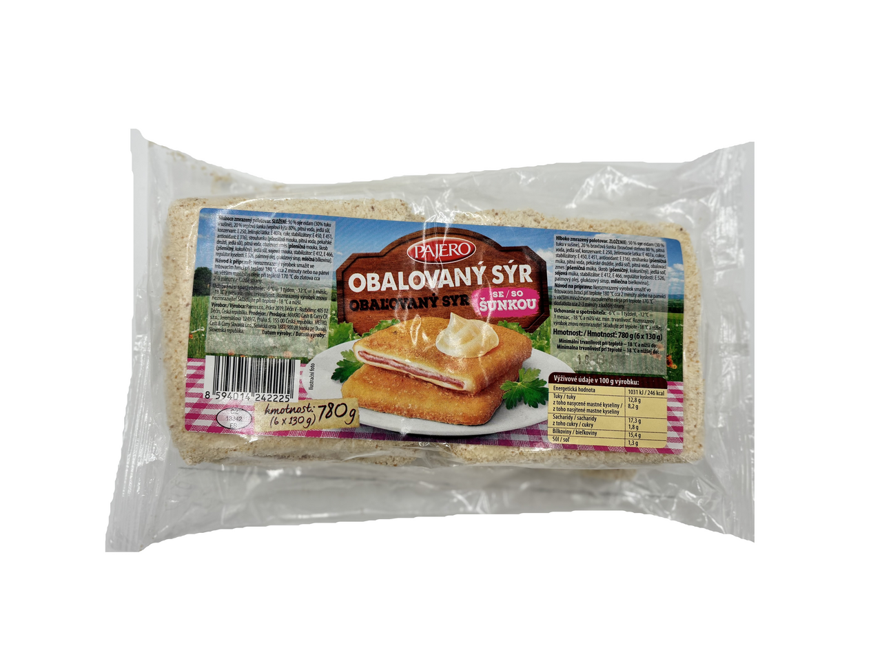 PAJERO Obaľovaný syr so šunkou (6 ks) mraz. 780 g