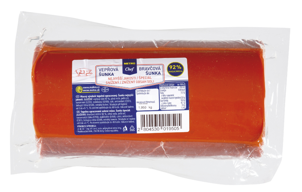 METRO Chef Bravčová šunka najvyššia akosť znížený obsah soli chlad. váž. cca 1,9 kg