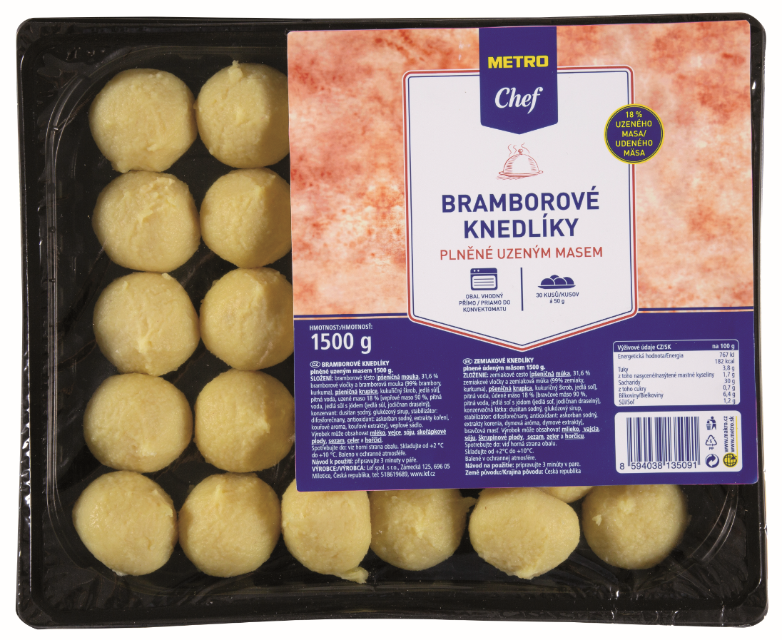 METRO Chef Zemiakové knedlíky plnené údeným mäsom chlad. 1,5 kg