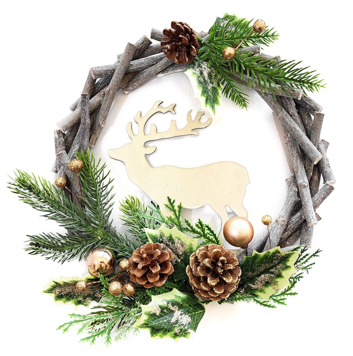 Flexio Veniec drevený jeleň 32 cm 223181 1 ks