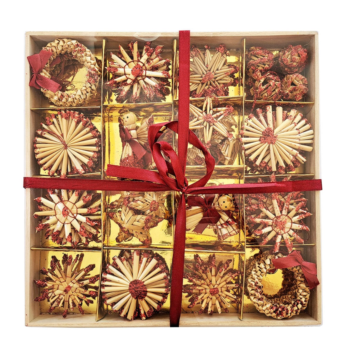 Flexio Slamené dekorácie červené glitre 56 ks