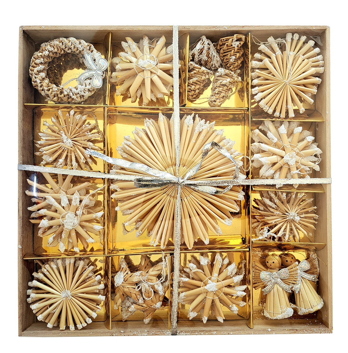 Flexio Slamené dekorácie biele glitre 45 ks