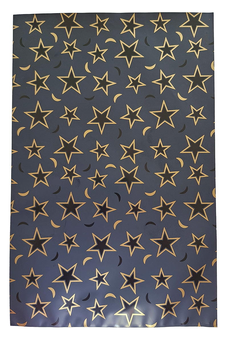 Flexio Vrecko metalické Hviezdy 20 x 35 cm čierne 1 ks