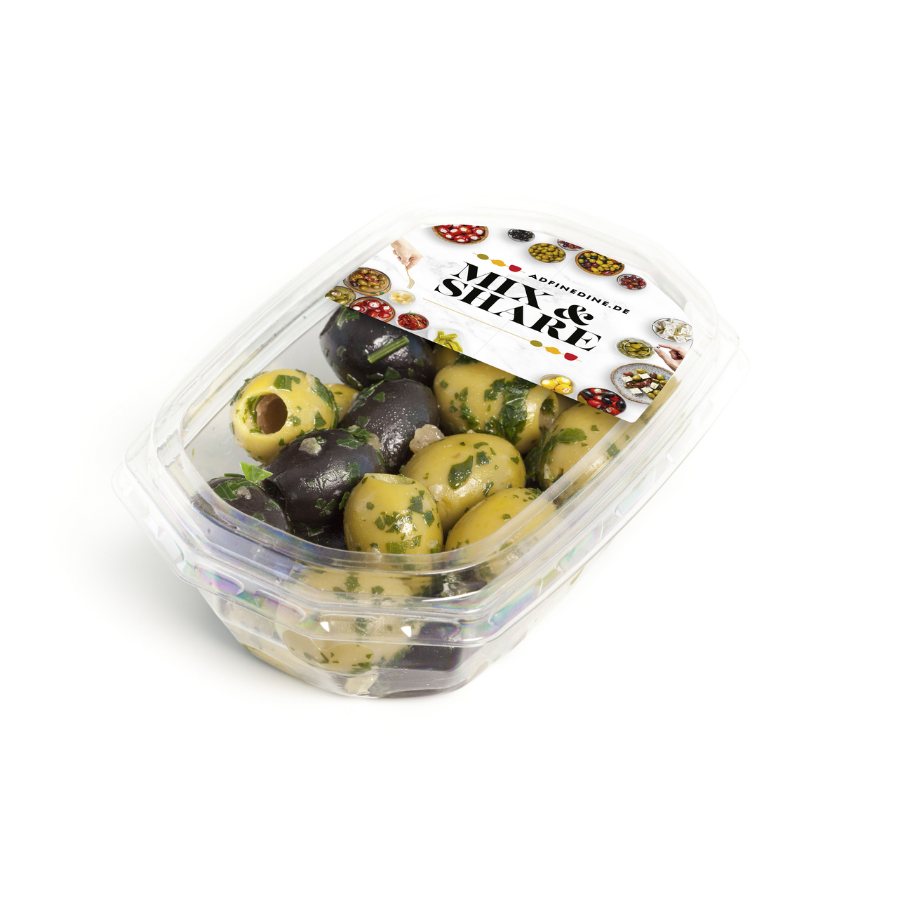 AD FINE DINE Zmes zelených a čiernych olív chlad. 150 g