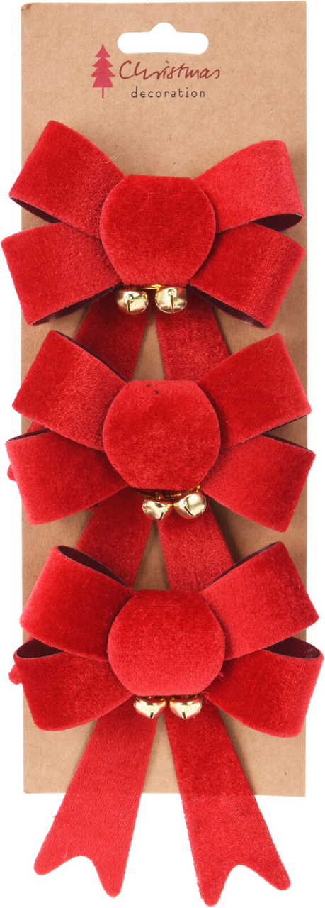 Koopman Vianočná mašľa set 13 cm červená 3 ks