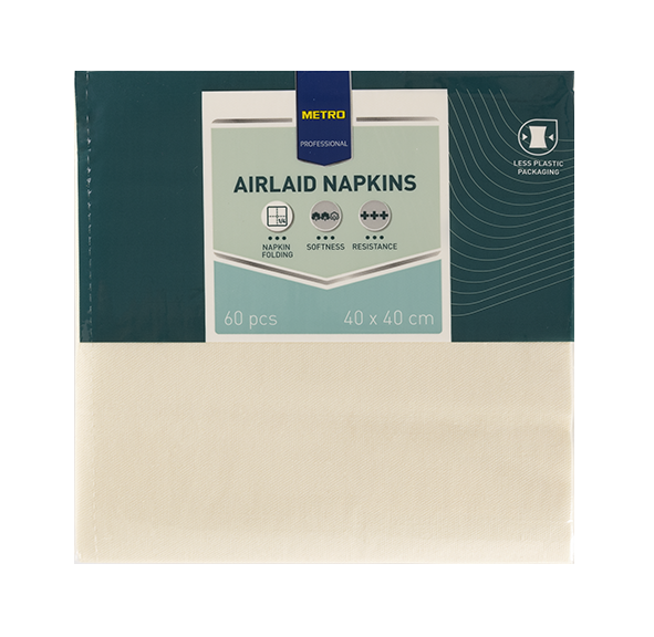METRO PROFESSIONAL Airlaid Servítky 40 x 40 cm krémové 180 ks