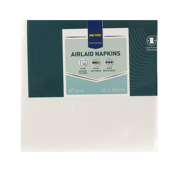 METRO PROFESSIONAL Airlaid Servítky 40 x 40 cm biele 180 ks