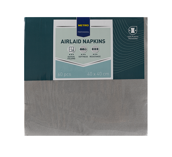 METRO PROFESSIONAL Airlaid Servítky 40 x 40 cm šedé 180 ks