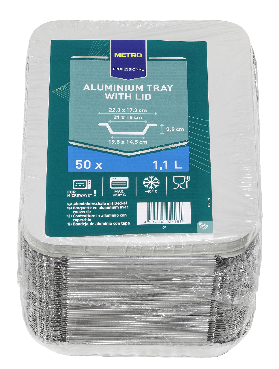METRO PROFESSIONAL Tanier s vrchnákom 1,1 l hliník 50 ks