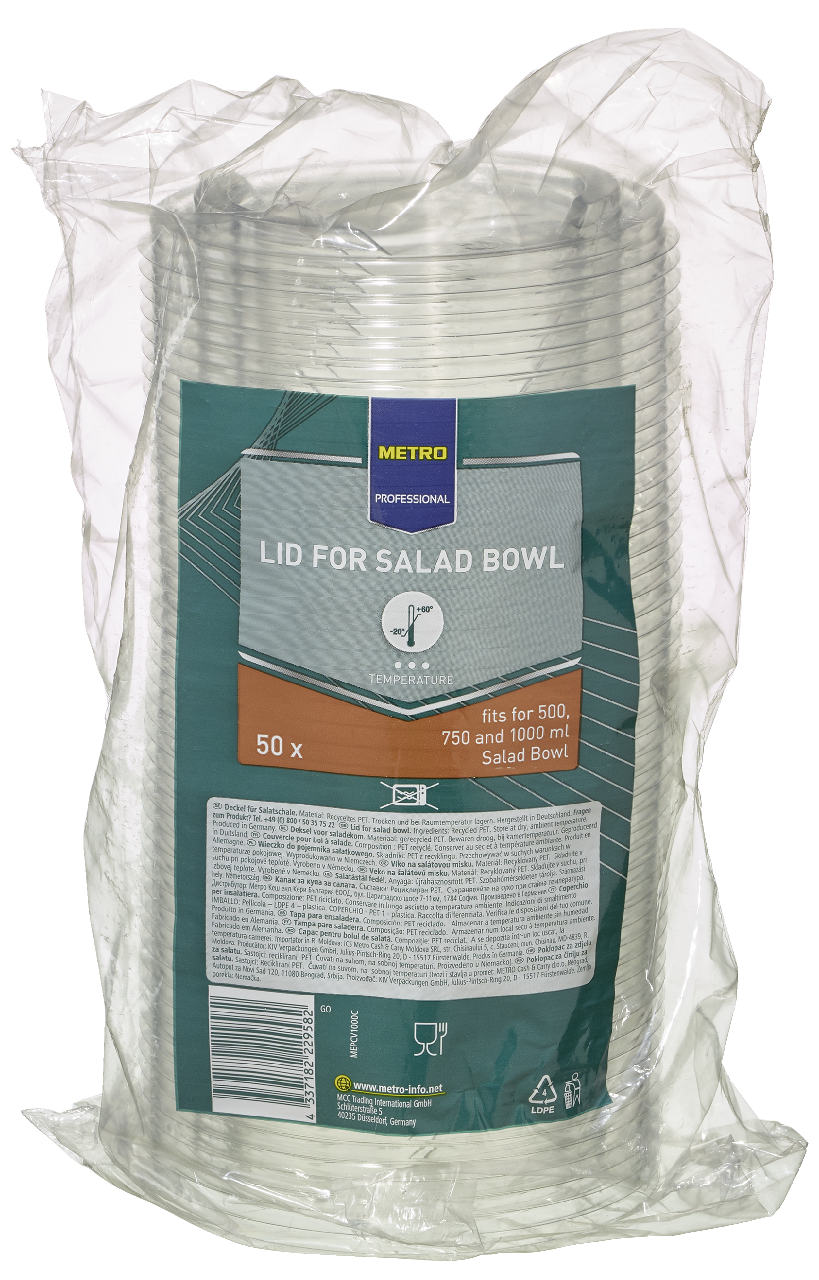 METRO PROFESSIONAL Viečka na šalátové misky 1000 ml PET 50 ks