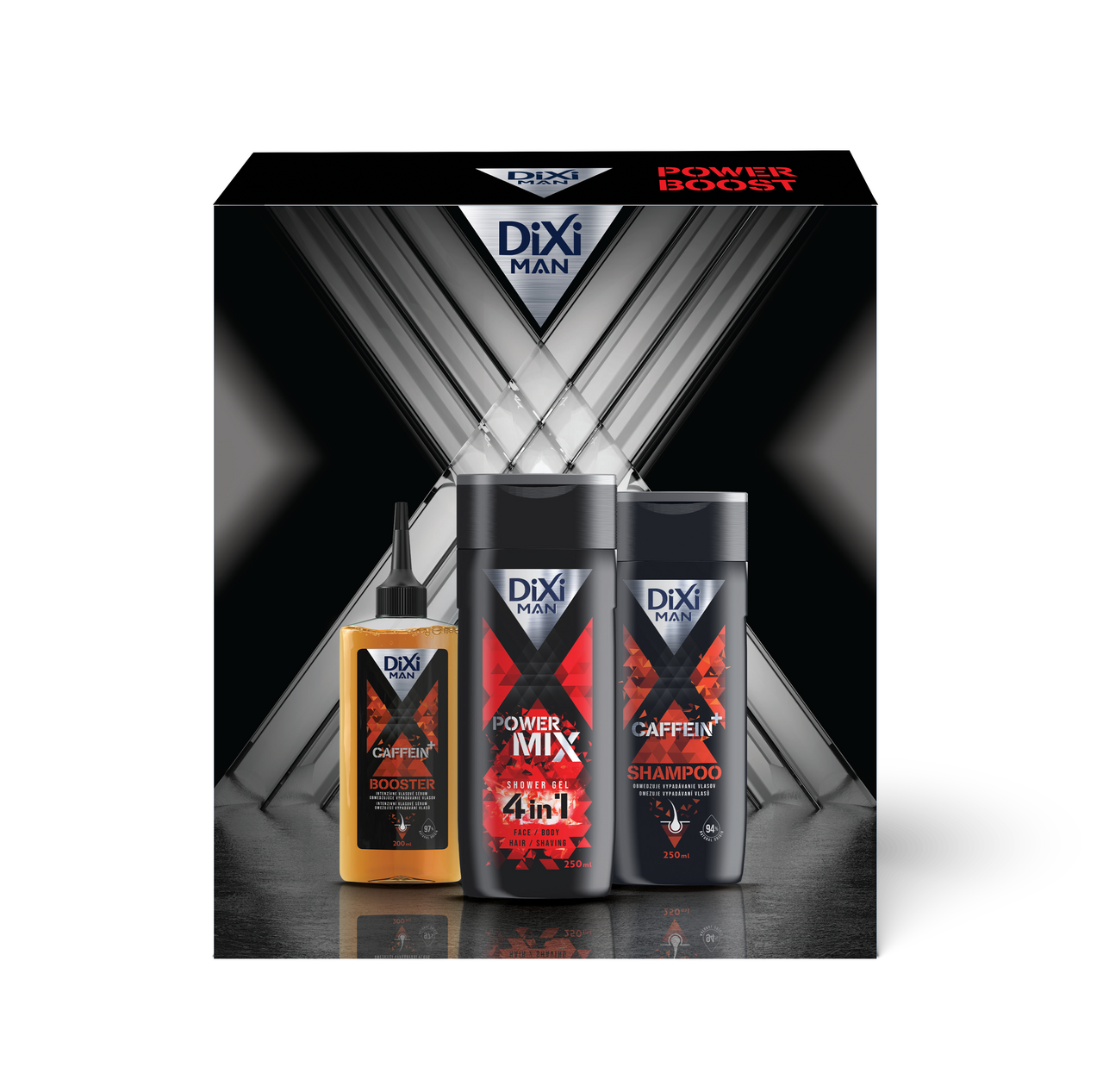 DIXI MAN Power Boost darčeková sada (sprch.gél + šampón + sérum) kazeta