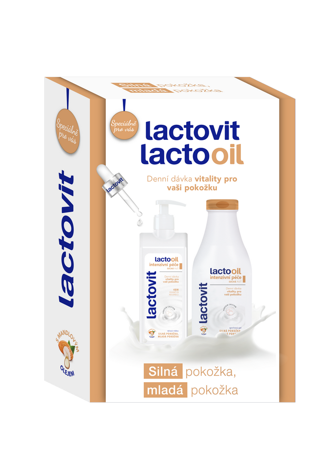 lactovit Lactooil darčeková sada (sprchový gél 500 ml + telové mlieko 400 ml) kazeta