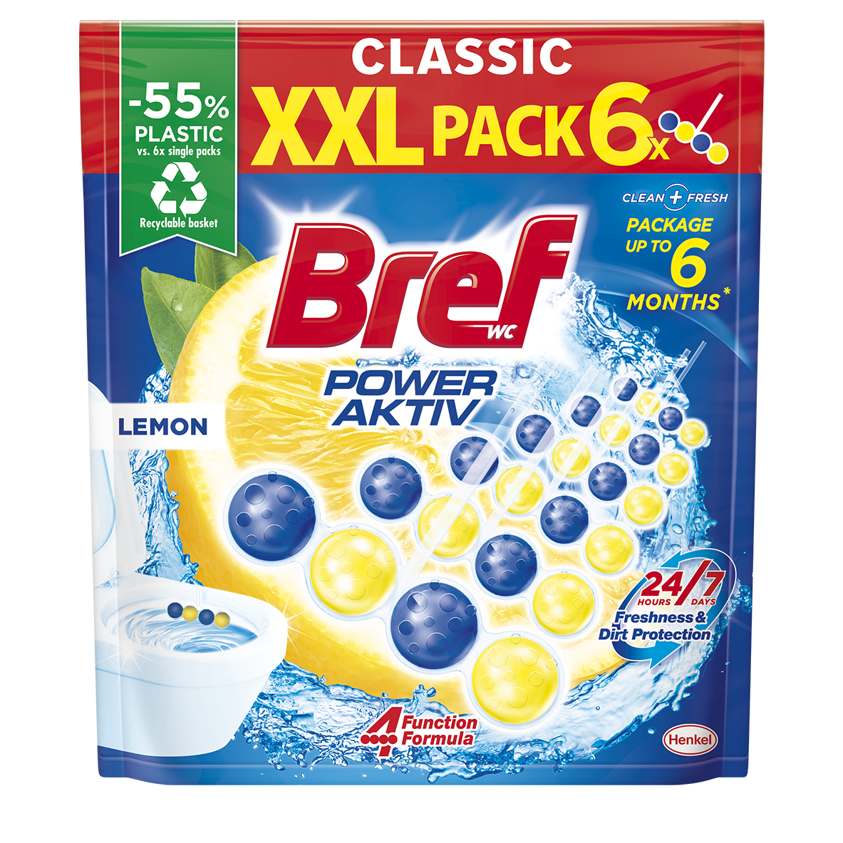 Bref Power Aktiv Lemon WC blok 6 x 50 g