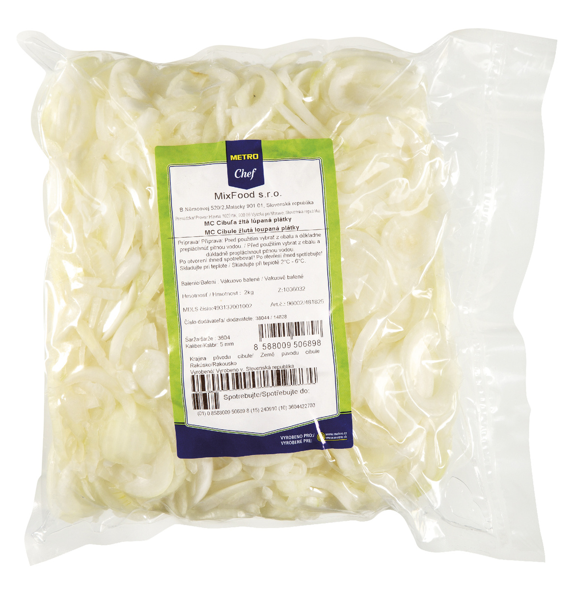 METRO Chef Cibuľa žltá očistená plátky chlad. 2 kg