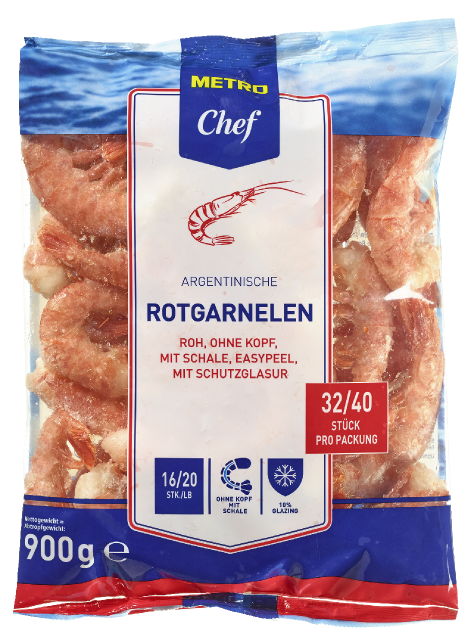 METRO Chef Krevety bez hlavy s pancierom 16/20 ARG mraz. 900 g