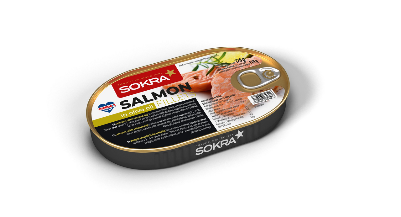 SOKRA Losos filety v olivovom oleji 170 g