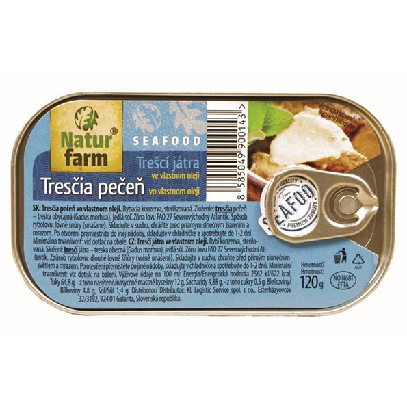 Natur farm Treščia pečeň vo vlastnom oleji 12 x 120 g