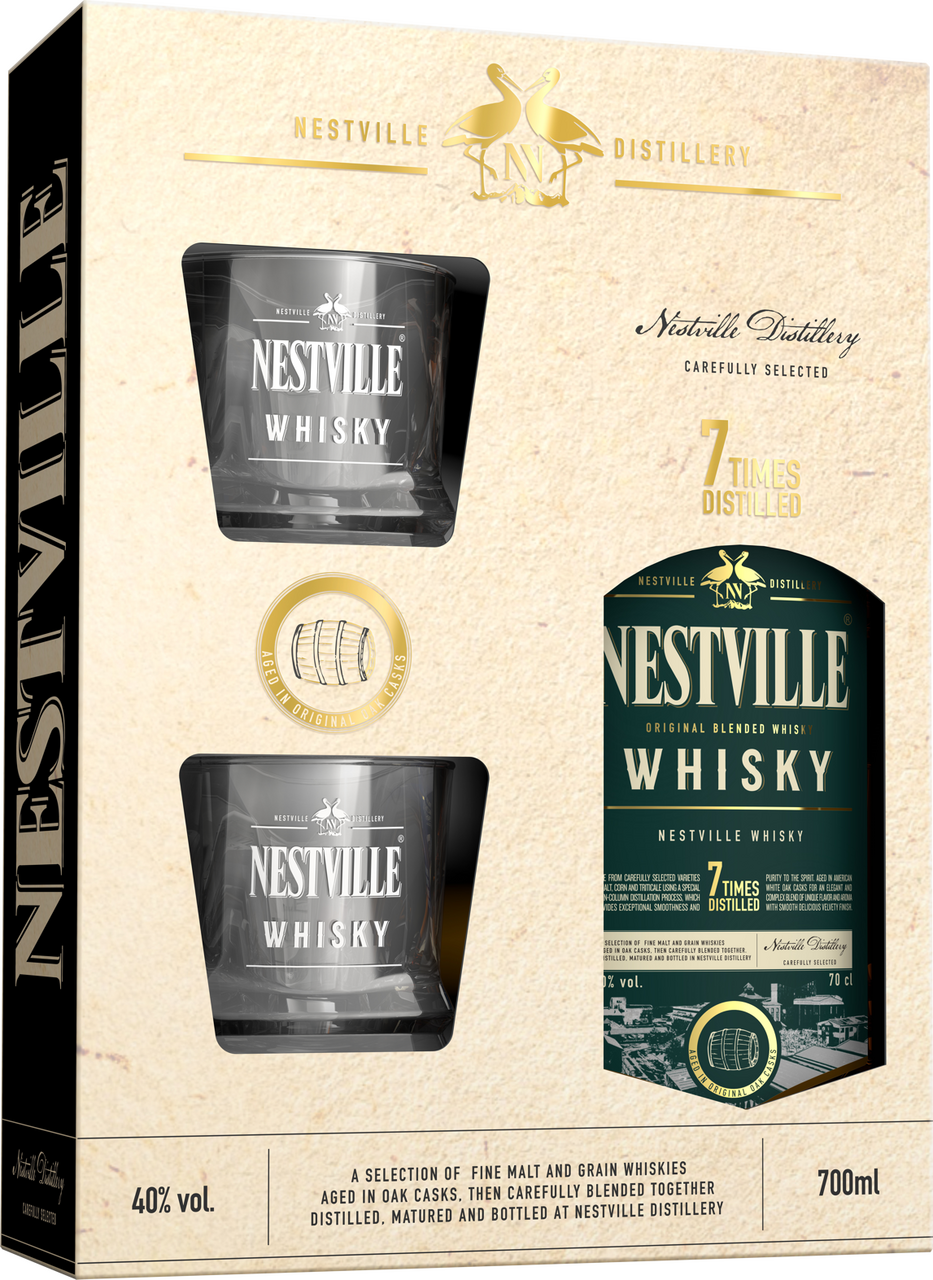 NESTVILLE Whisky 40% 700 ml + poháre 2 ks