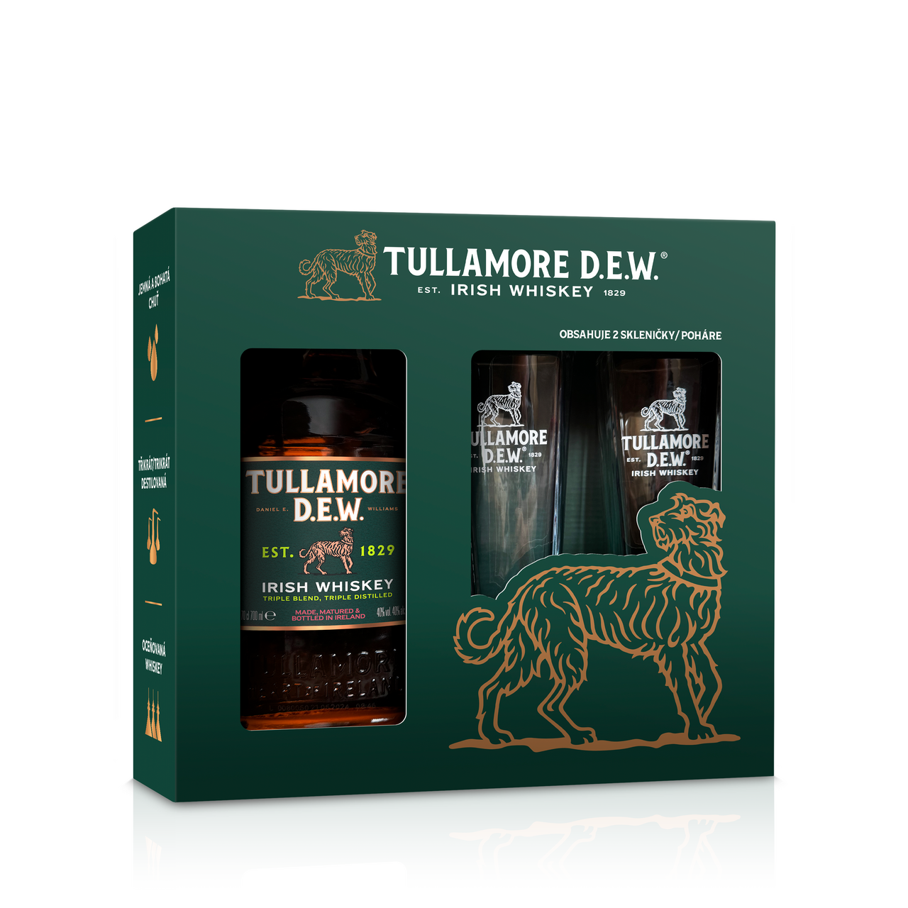 TULLAMORE D.E.W. 40% 700 ml + poháre 2 ks