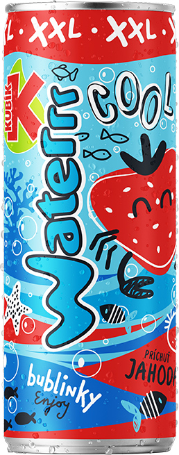 KUBÍK Waterrr Cool jahoda 12 x 330 ml vratná plechovka