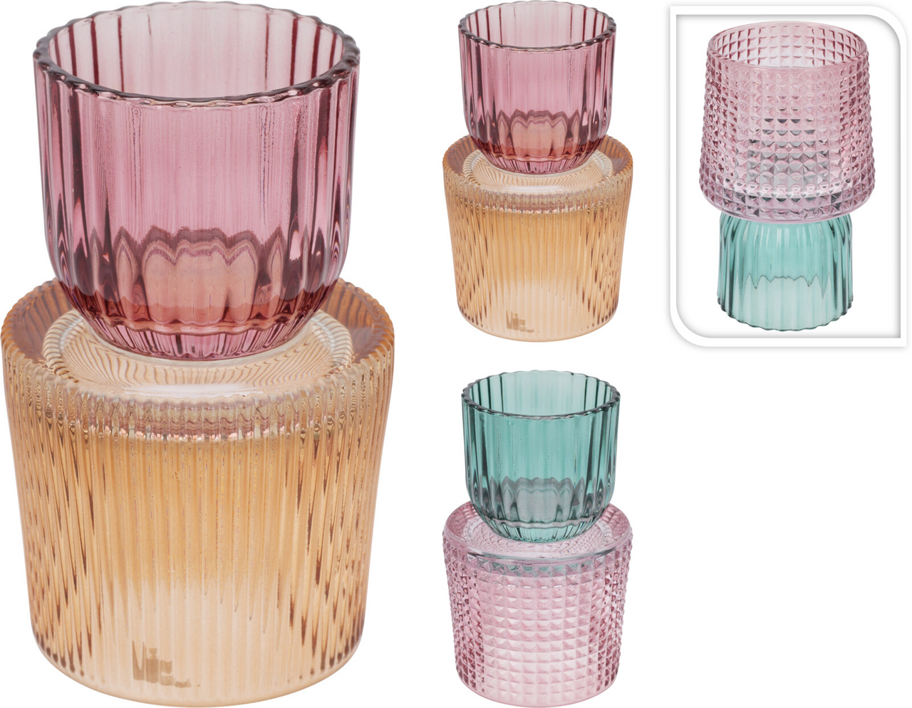 Koopman Svietnik sklenený 2v1 13 x 8 cm 1 ks