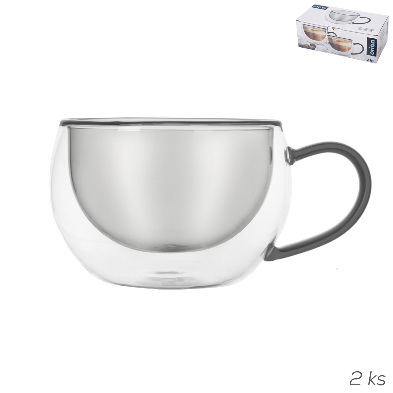 orion Hrnček na cappuccino dvojstenné sklo 2 ks