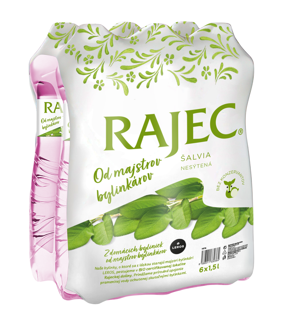 RAJEC Pramenitá voda šalvia 6 x 1,5 l vratná PET fľaša